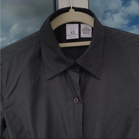 Armani Exchange Black Button Down & Tie Crop Top Shirt XS - Picture 6 of 8